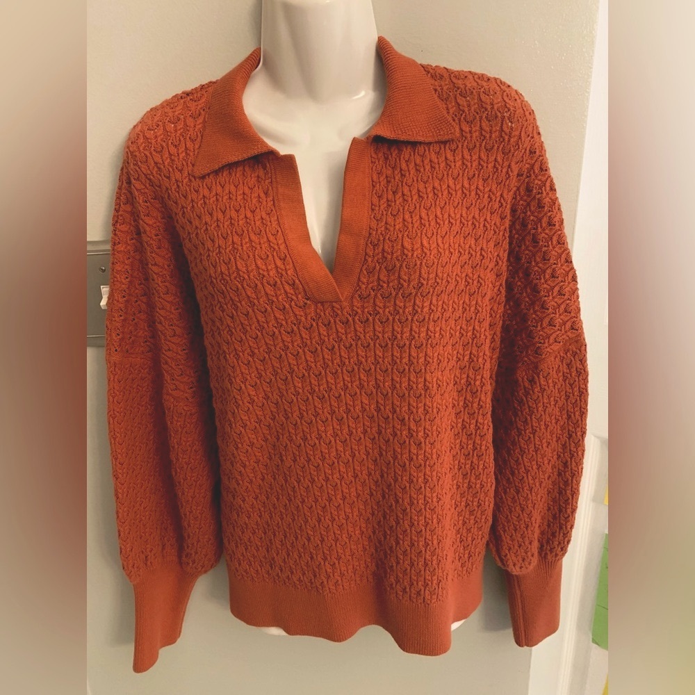 I Love Mr Mittens Sweater XS Cozy LUXURY Jumper Cotton Lace Polo Collar Relaxed